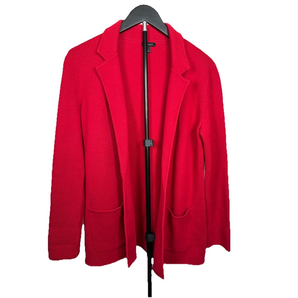 Talbots Open Sweater Blazer Women's Sz S Merino Wool Blend Knit Jacket Red - Picture 2 of 10
